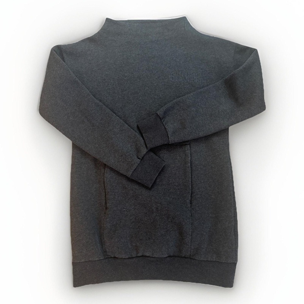 Gymshark Womens S Gray Cotton Blend Mock Neck Pullover Sweatshirt Tunic Length